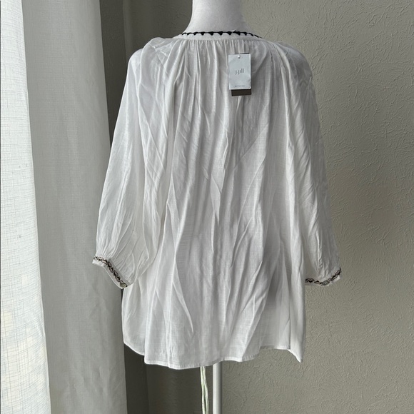 J Jill embroidered peasant blouse white multicolor size XL - Picture 5 of 10